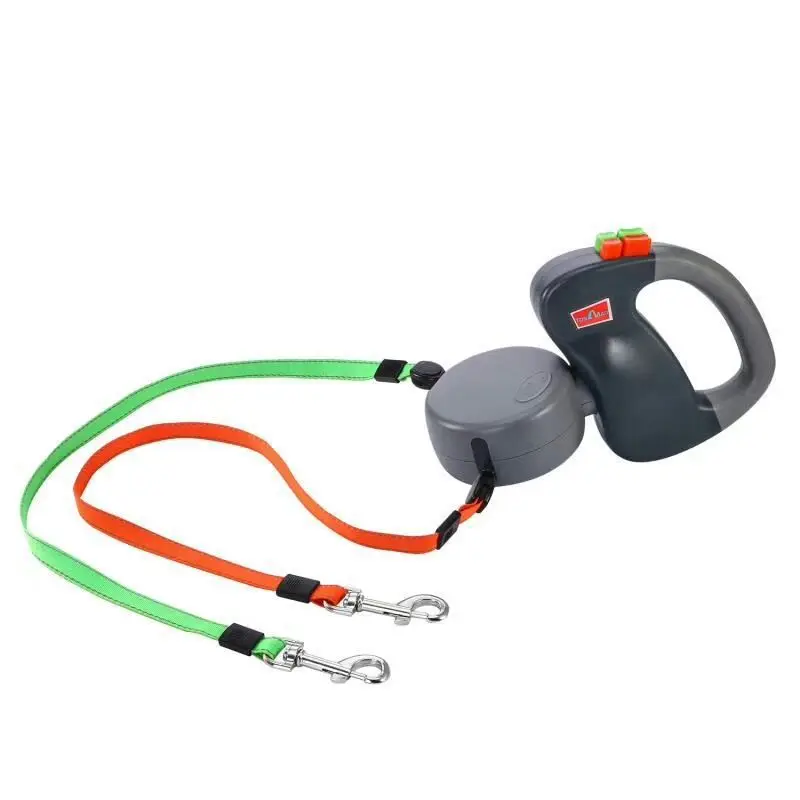 ABS автоматическая выдвижная Тяговая веревка с двумя головками, креативный собачий поводок, собачья цепь, товары для домашних животных