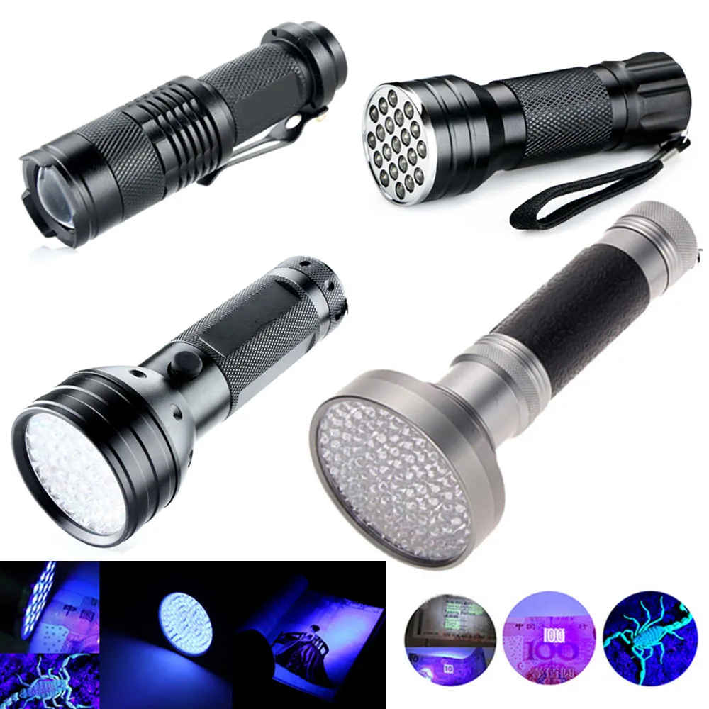 

UV Flashlight torch 9LED 21LED 51LED 100LED Ultra Violet Light UV 395-400nm LED torch light lamp For Marker Checker Detection