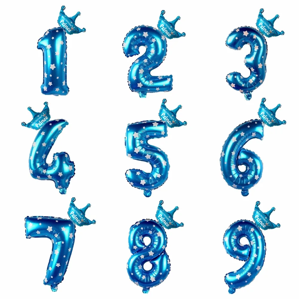 LAPHIL 30 дюймов синий розовый номер фольги Воздушные шары 1 2 3 4 5 6 7 8 9 лет с днем рождения украшения Детские сувениры Корона воздушный шар
