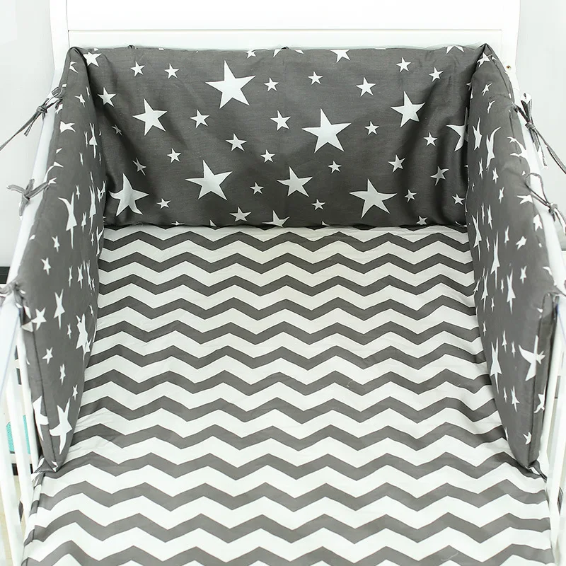 Cama do Bebê Amortecedor de Algodão em Forma de u Decoração do Quarto Berço Engrossar Almofada Bebê Ferroviário Capa Protector Conjunto Linha Almofadas Recém-nascidos