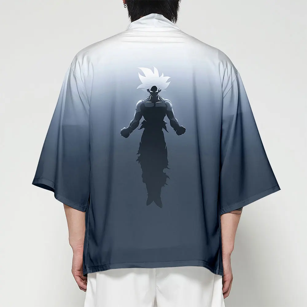 Dragon Ball 3D кимоно для мужчин Эксклюзивный стиль кимоно тонкое пальто модное Харадзюку популярное аниме 5 точек рукав летние рубашки