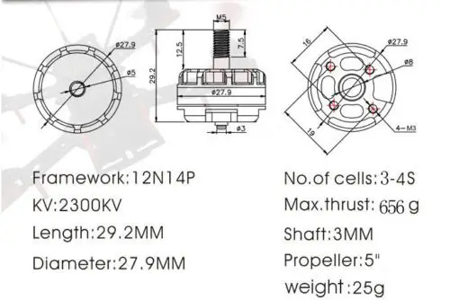 1х EMAX MT2204 II 2300KV охлаждающий бесщеточный двигатель для мини-квадрокоптера QAV250 QAV250 TL250H TL280C(черный