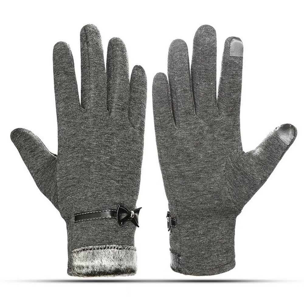 

Female Gloves Winter Outdoor Sports Riding Gloves Warm Windproof Mittens Double thick Plush Wrist Women Touch Screen Gloves