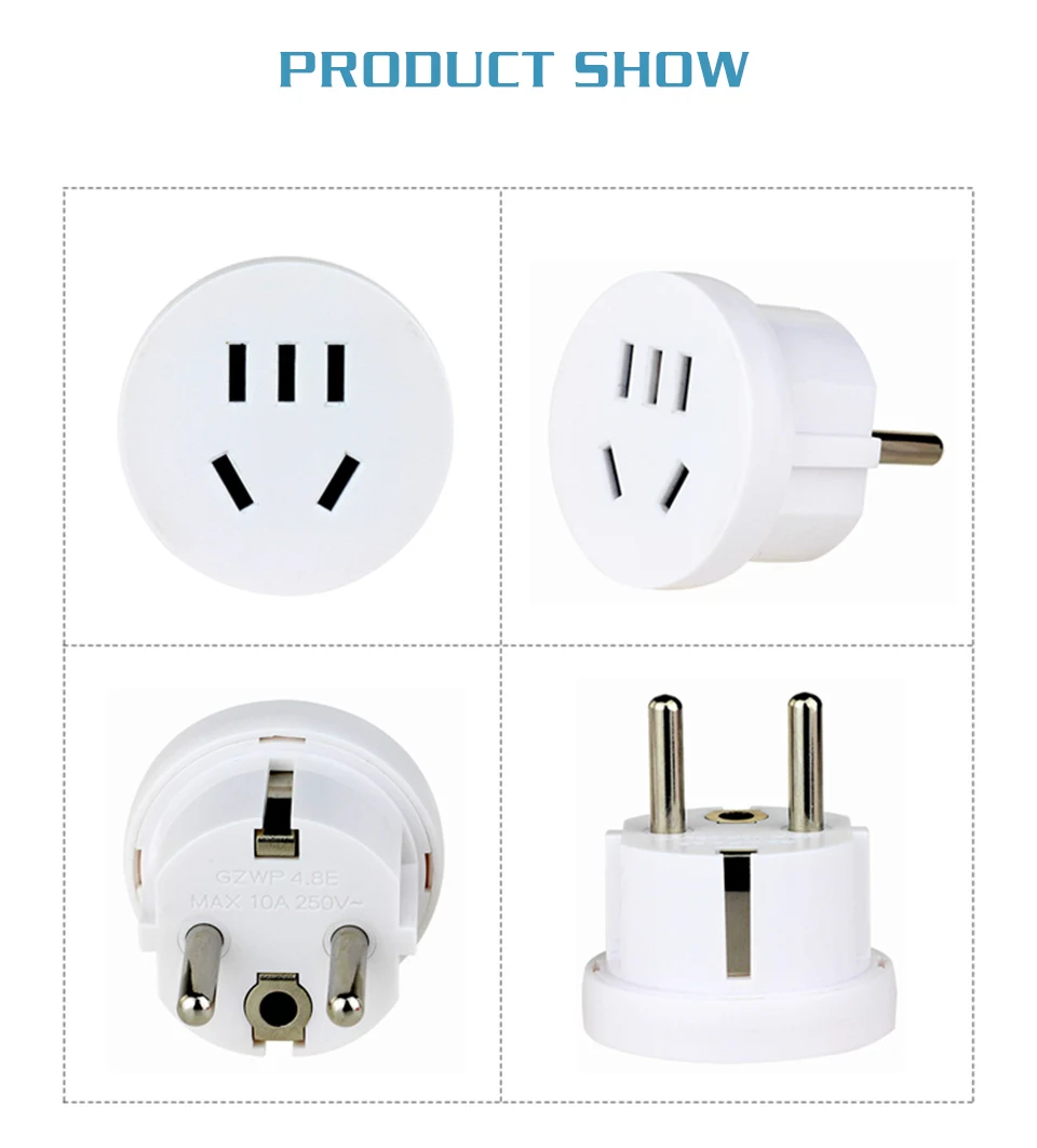 1PC US AU To EU Plug USA AUS To Euro Europe Travel Wall AC Power Plug Wall Charger Outlet Adapter Converter 2 Round Pin Socket (12)