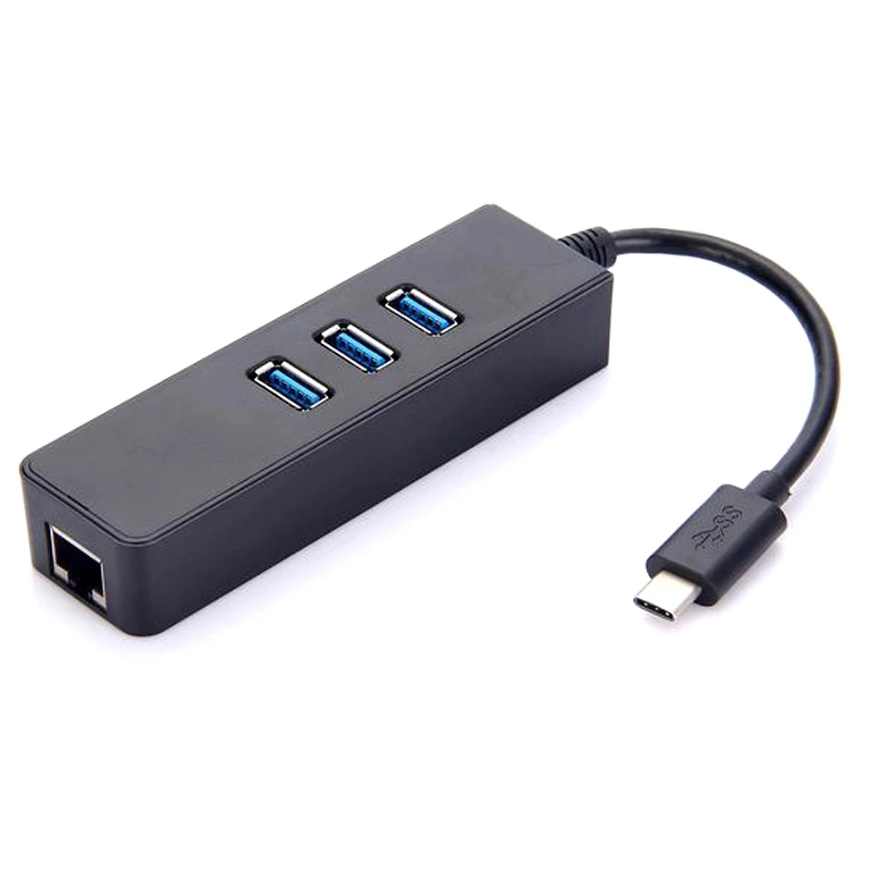 GOLD USB 3,1 Тип-c концентратор 3 Порты и разъёмы с RJ45 сетевой адаптер Тип C до USB 3,0 OTG с поддержкой Ethernet Сетевая карта для Macbook - Цвет: GOLD