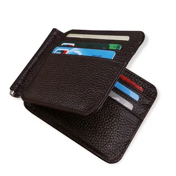 

South Korea Style Money Clip Men Wallet Purse Ultrathin Slim Wallet Mini Genuine Leather Wallet Business ID Credit Card Case