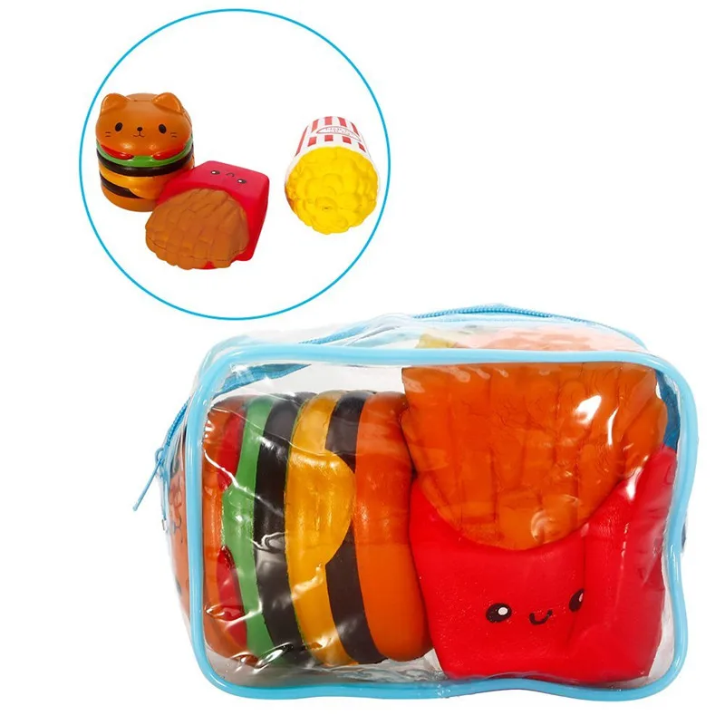 Jumbo мягкое 3 шт коврик с запоминанием формы облегчение стресса игрушки для детей и взрослых(гамбургер, картофель фри и попкорн