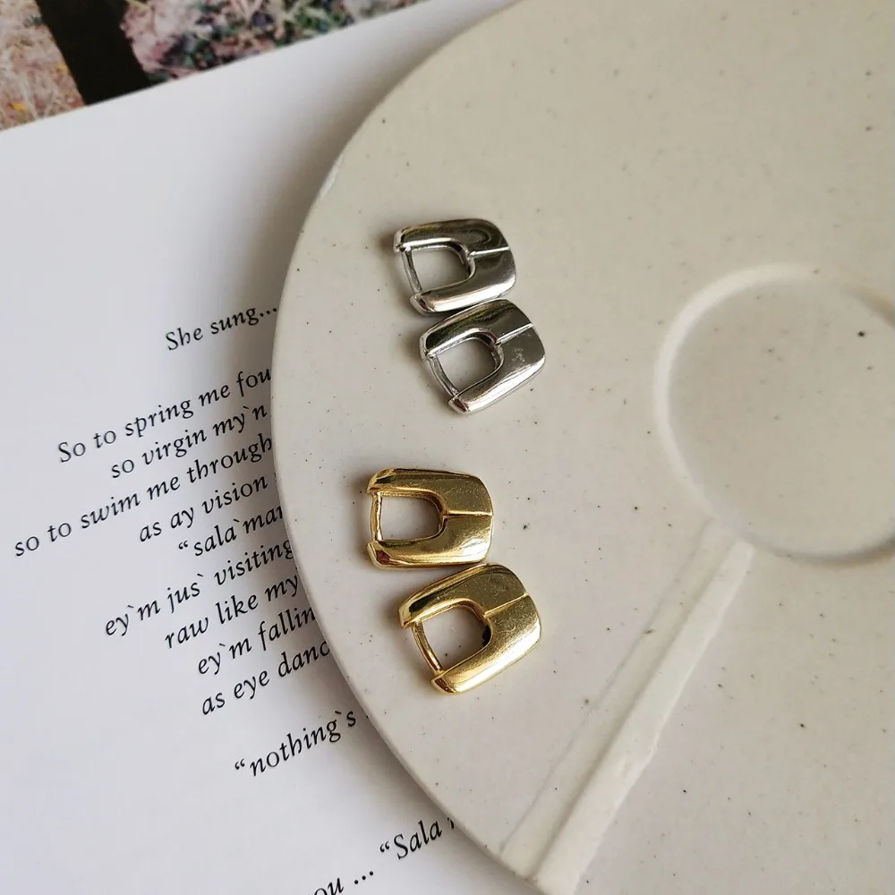 

925 Silver gold color mini ear buckle Loop Earrings For Women Elegant Design Geometric Fashion Jewelry Hoop Earrings 1pair