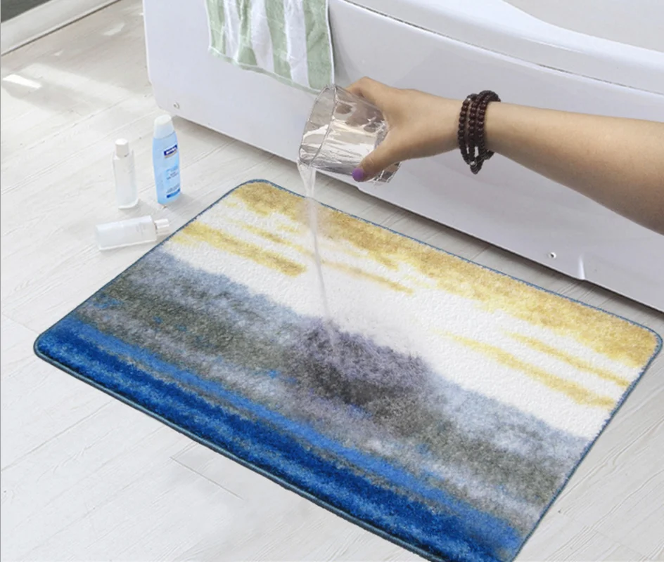 

Bath Mats Printed Blanket Bathroom Mats Toilet Water Intake Non-slip Mats Machine Washable