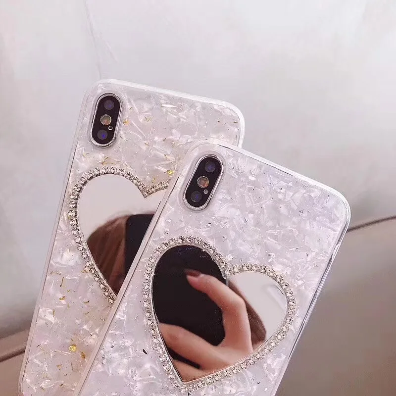 Fashion Mirror Case Conch Shell For iPhone X XS XR MAX White Pearl Soft TPU Phone Coque for Iphone 7 8 6 6S Plus Funda |