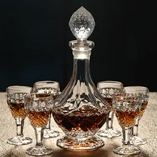 Бессвинцовые аксессуары для вина стеклянный набор 6 шт стаканы для виски чаша Кубок и 1 стеклянная бутылка вина Графин Флагон кружка для воды