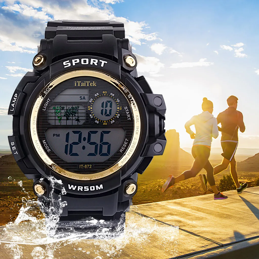 Многофункциональные светящиеся водонепроницаемые спортивные часы модные спортивные часы электронные цифровые часы подарки мужские наручные светящиеся часы