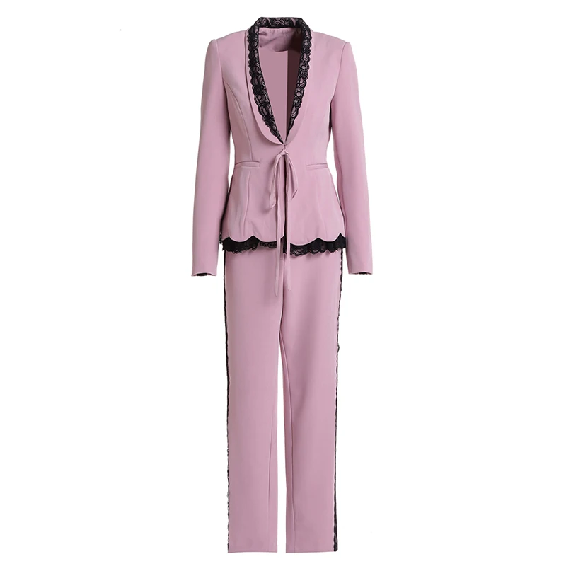 Two Piece Set Women Pants Suit Set winter clothes women 2018 Brand Runway Pants And Top Set formal business office lady sets 