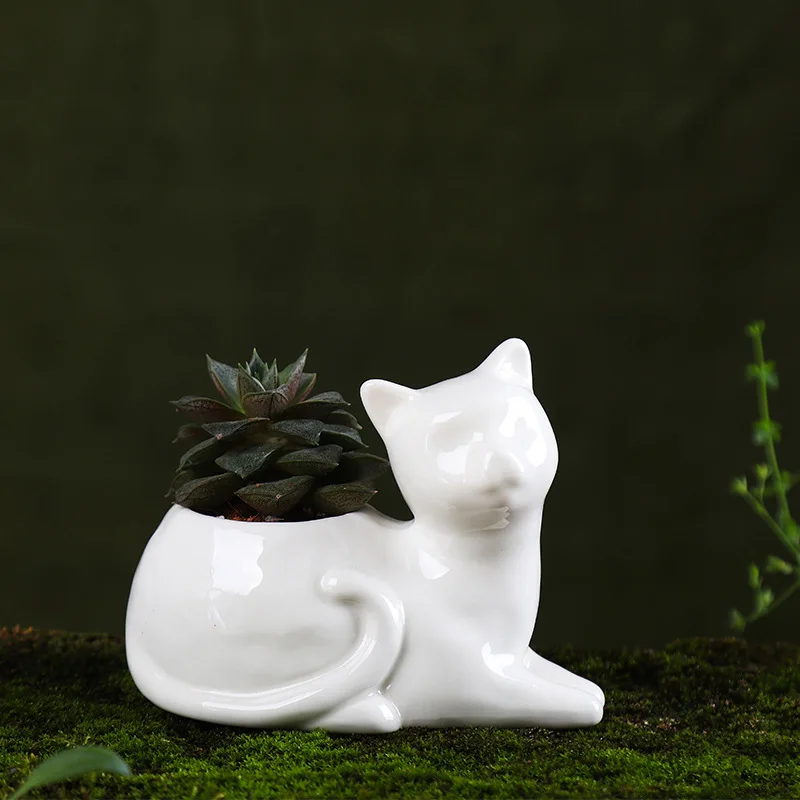 Lucky cat цветочный керамический цветочный горшок ваза мультяшная кошка игрушка наклейка Садоводство креативный стол zakka лицо в горшках статуя кота Рождество