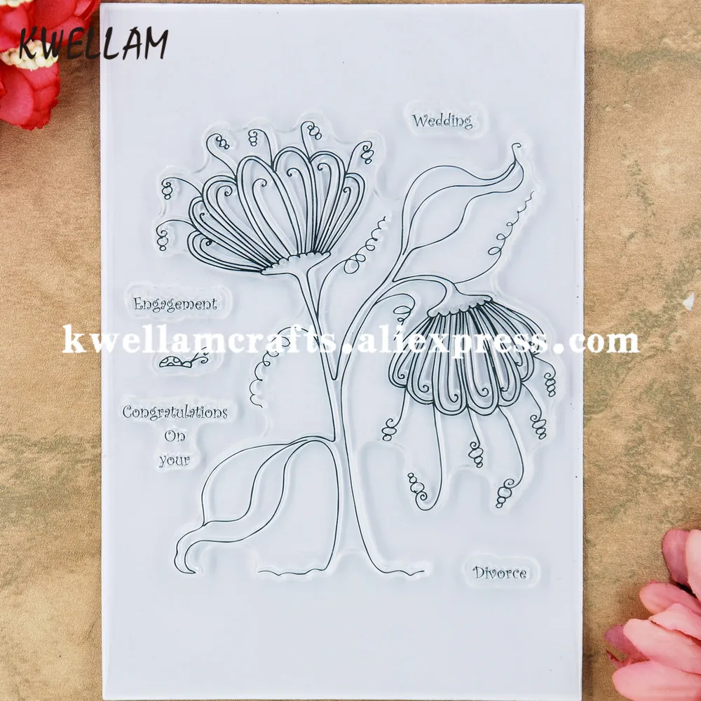 

Flowers Congratulations on your Wedding Scrapbook photo cards rubber stamp clear stamp transparent stamp 9052264