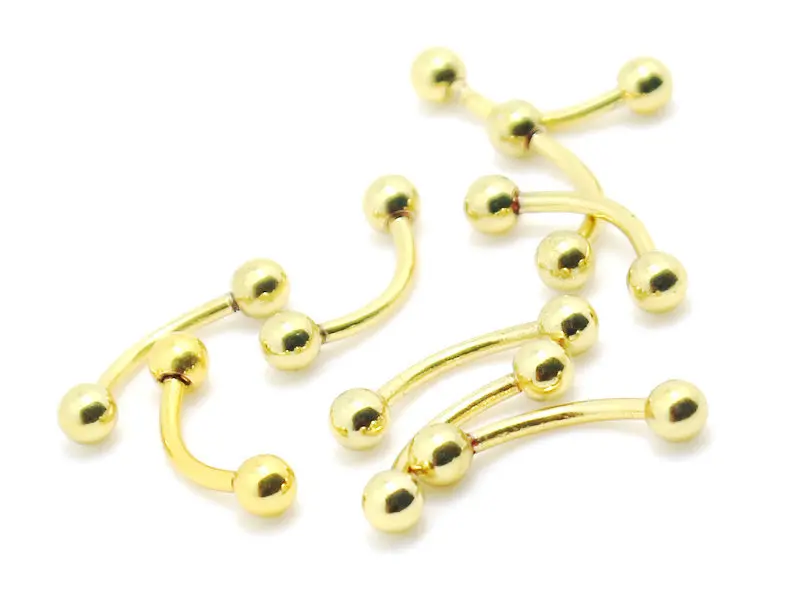 piercing jewelry curved eyebrow rings stainless steel gold color 10pcs