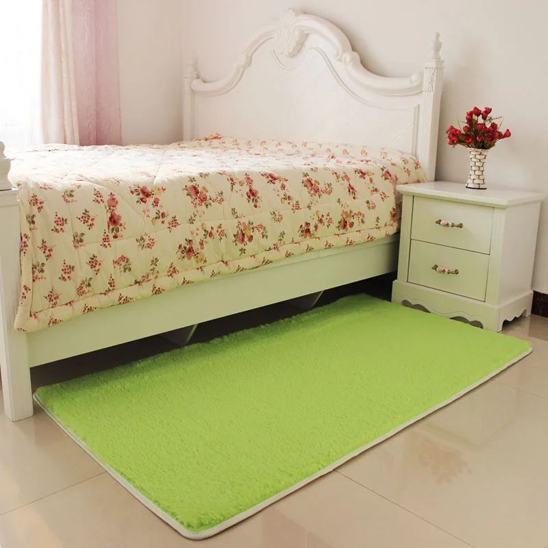 50*100/120/160CM Silky non slip Bedroom Mats strip White/brown/green