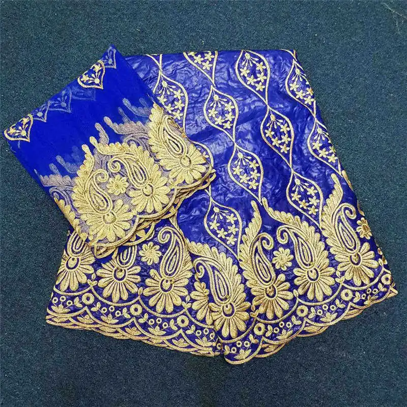 Африканский дизайн дешевая цена парча ткань Bazin с французским кружевом комплект стиль морская парча кружевной набор для женская одежда 30