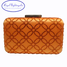 Большая емкость большой размер Кристалл Жесткий Чехол коробка клатч вечерняя сумочка и клатчи оранжевый