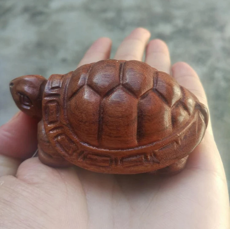 

Natural red wood acid wood carving, longevity turtle, wood carving ornaments, decorative arts and crafts