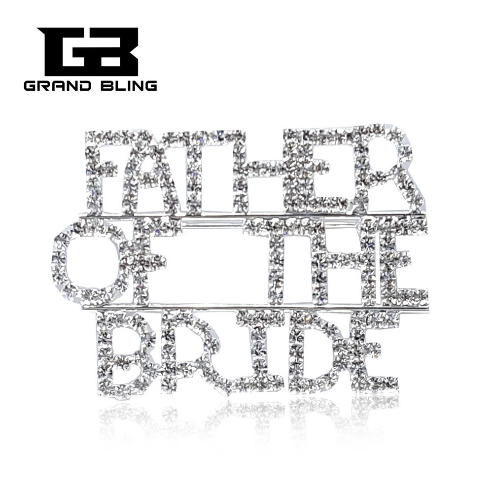 

Unique Bride Gift Crystal Wedding Theme Jewelry "FATHER OF THE BRIDE" Brooch Pin