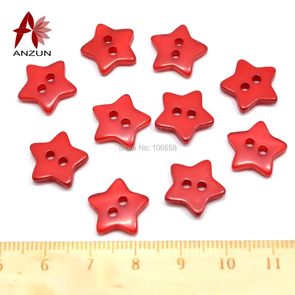 70pcs 14mm Red color Resin Star Button Decorative Sewing Buttons