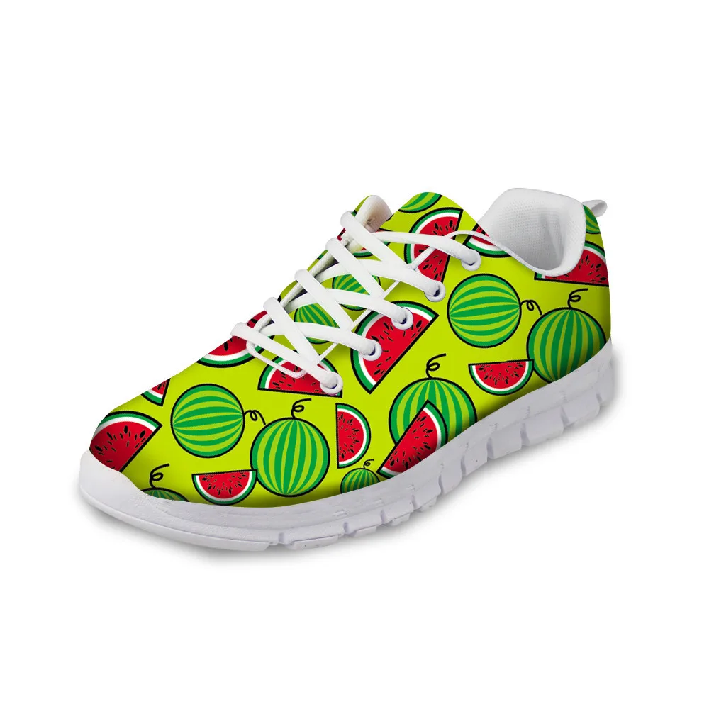 

ThiKin 3D Printing Watermelon Women Casual Sneaker Lightweight Customized Fruit Pattern Mesh Shoes Breathable Lacing Shoes