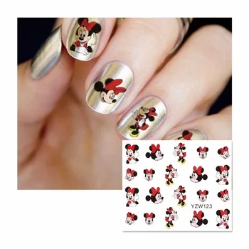 YZWLE 1 Sheet Cartoon Watermark Stickers Nail Art Water Transfer Tips Decals Beauty Temporary Tattoos Tools 123