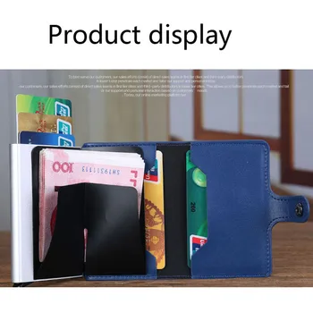

New Women And Men Credit Card Holder Single Box PU Leather Fashion Mini Safe Aluminium Antimagnetic Purse Card Case
