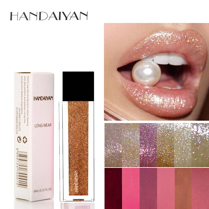 

HANDAIYAN Brand Gloss Liquid Lipstick Gold Silver Glitter and Matte Lipstick Waterproof Red Matte Lips Cosmetic Beauty Lip Color