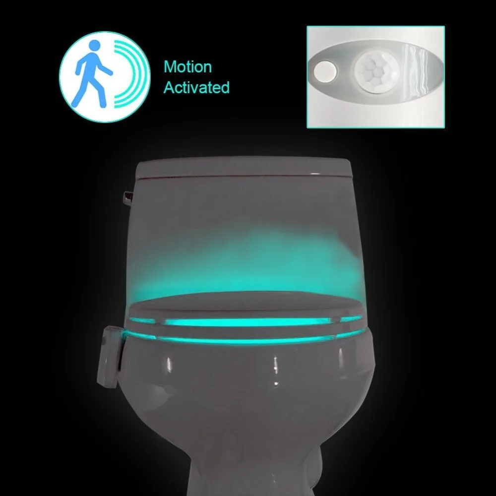 

8 Colors LED Toilet Nightlight Motion Activated Light Sensitive Dusk to Dawn Battery-operated Lamp lamparas 3d tooth lamp