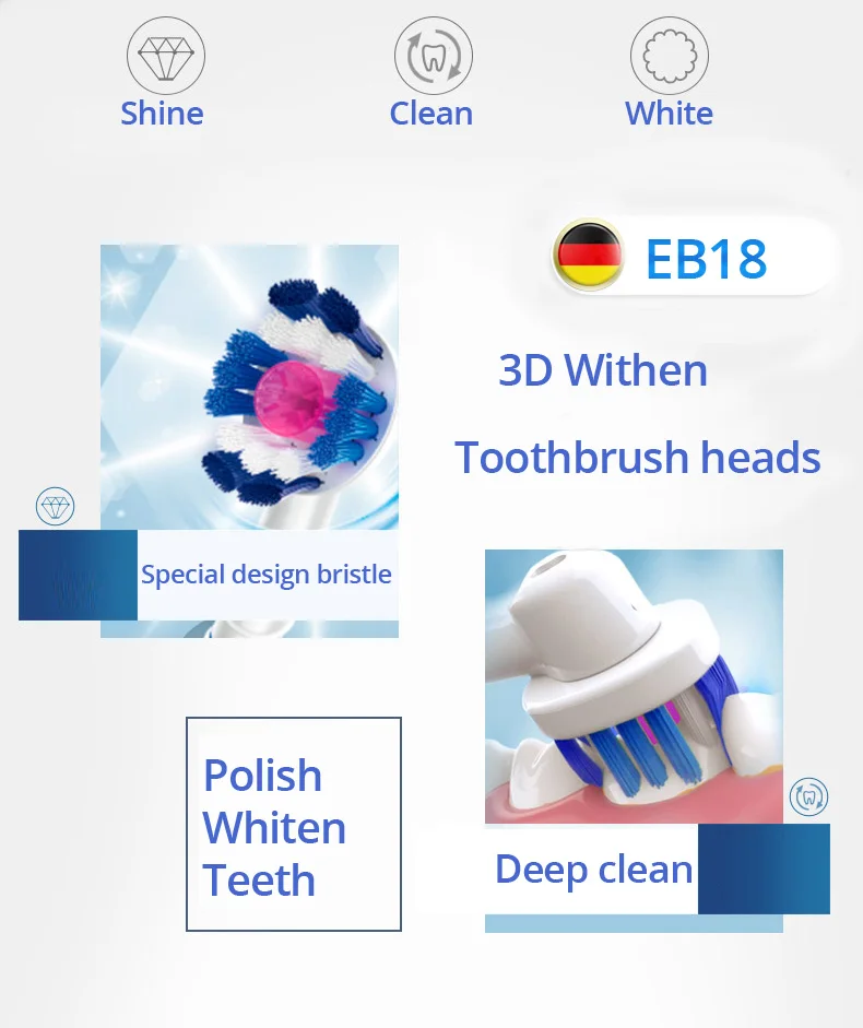 Электрический зуб Замена щеток для полости рта B мягкой щетиной, Vitality Dual Clean/Professional Care/Deep Clean