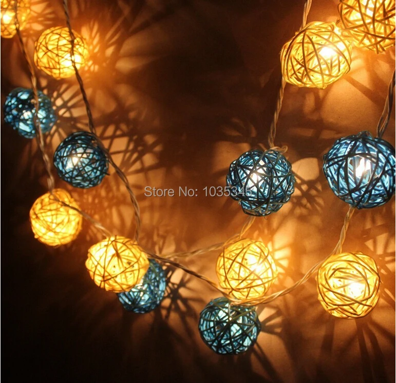 5CM 20pcs Blue and Yellow Rattan per set String Lights for Wedding