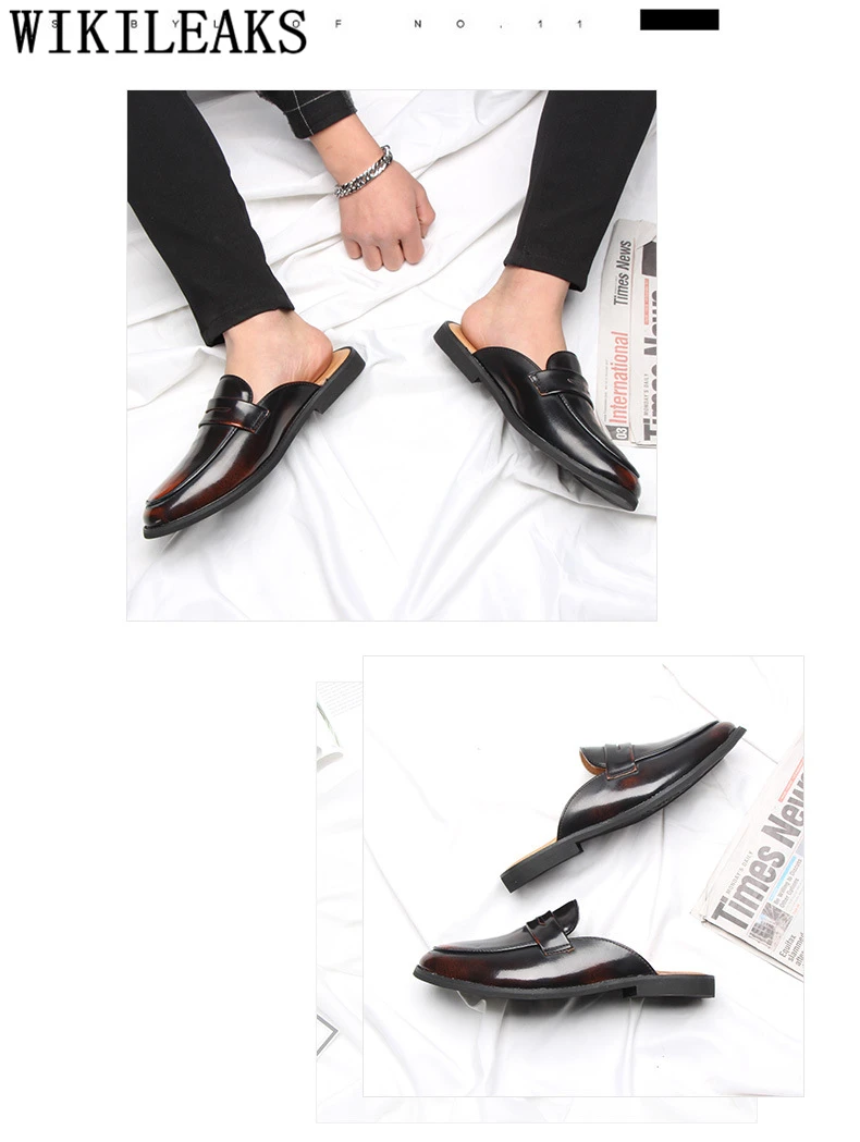 Полуботинки для мужчин; кожаная повседневная обувь; мужские брендовые тапочки; mule masculino; дизайнерская обувь; tenis masculino ayakkabi