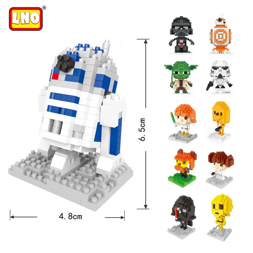 

LNO Building Blocks Yoda Mini Blocks Darth Vader DIY Model BB-8 R2-D2 Plastic Bricks Educational Toys For Children Without Box