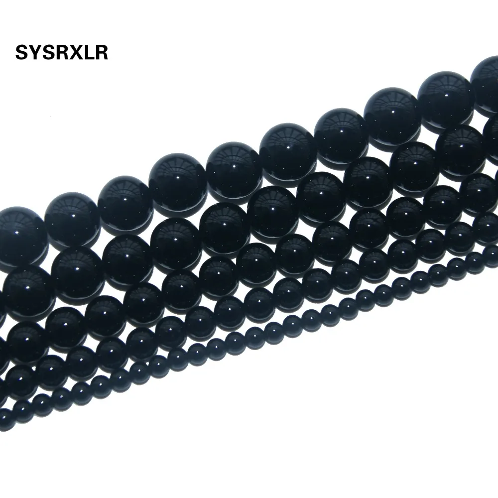 

Free Shipping Natural Stone Black Onyx Agates Chalcedony Round Beads For Jewelry Making DIY Bracelet Necklace 4/6/8/10/12 MM