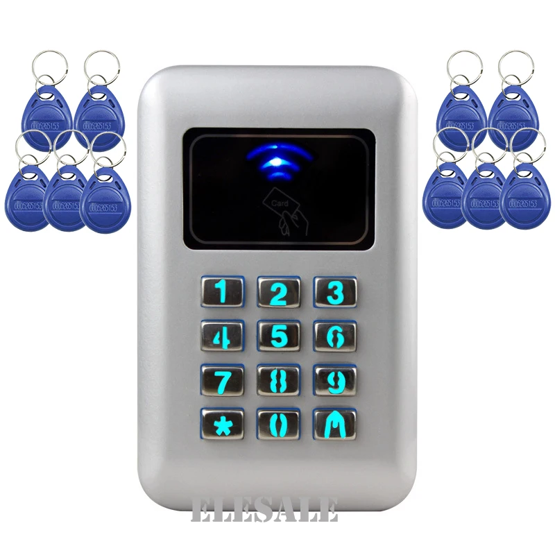 

Entry Door Reader Keypad RFID Proximity Access Control System 10 ID Keyfobs Door Lock Opener For Home Office Security