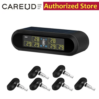 

CAREUD T650 Solar Bus RV Truck TPMS Wireless Tire Pressure Monitoring System with 6 External Internal Sensors,Max 116 PSI