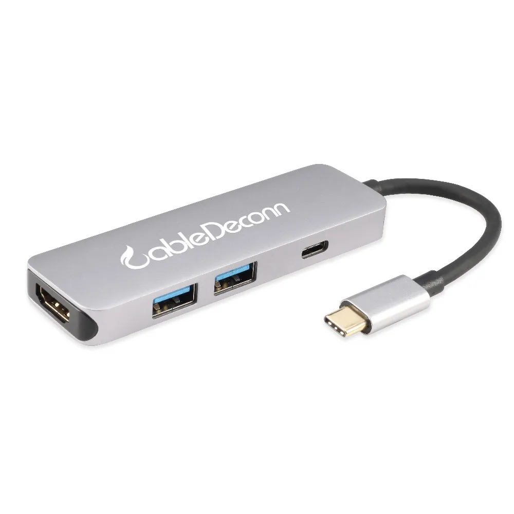 Thunderbolt 3 4в1 USB3.1 Type c к UHD HDMI 4K 2x USB3.0 концентратор USB C PD зарядка мини адаптер для Macbook Pro