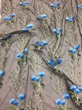 

Nice looking nigerian french tulle Lace fabric 5 yards with embroidery For wedding dress
