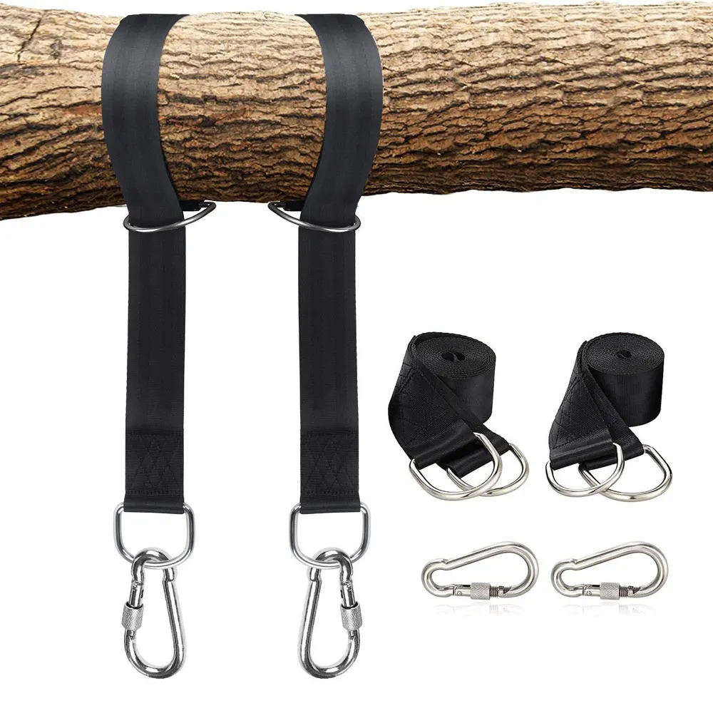 

Tree Swing Hanging Kit Two Tree Straps with Safer Lock Snap Carabiners for Swings Hammocks ZJ55