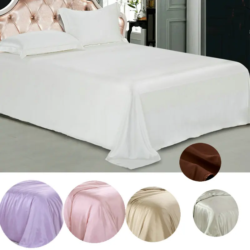 

10 Colors Free Shipping Wholesale 100% Pure Mulberry Silk Flat Sheet 19mm Size 100% Seamless 3piece/lot