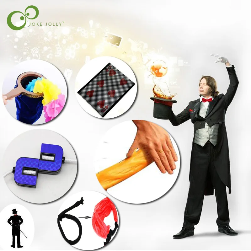 

Magic Spree Tricks Rope To Silk ,The Thire Hand ,Empty Bag,Change Color Silk,Sliced Rope,Magic Bread,Disappearing poker Etc.WYQ