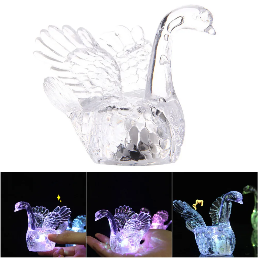 

Swan styling Creative Warm night lamp Crystal Swan Acrylic LED Night Light Color Changing Home Decor Festival Party