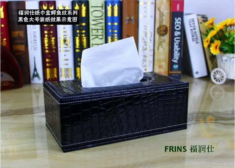 

luxury rectangle wooden croco leather home car pumping tissue napkin box case toilet paper dispenser cover holder storagePZJH002