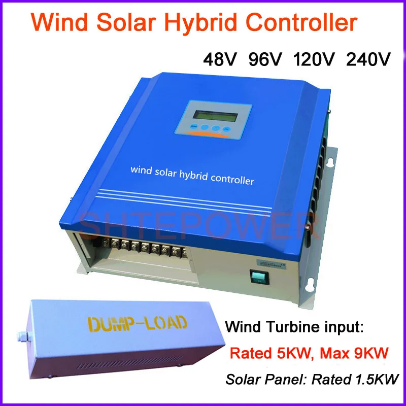 

96V/120V/240V LCD display solar wind hybrid controller dump load resistor Wind turbines 5000W Rated power and solar panels 1.5KW