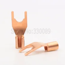 Free shipping 8pcs CMC style Pure Copper Speaker Y Spades red copper Plug