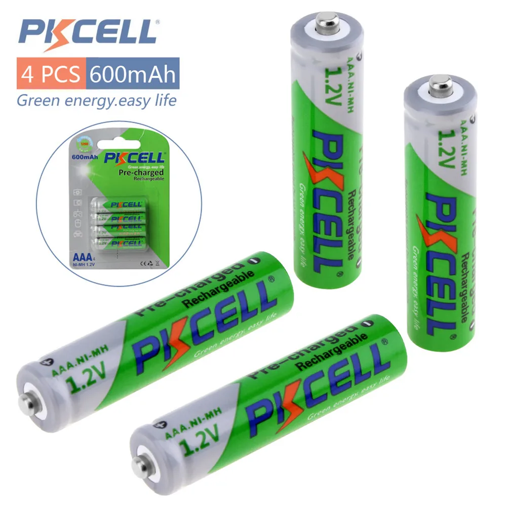 

4pcs Pkcell 1.2V AAA Ni-Mh 600mAh LSD Rechargeable Batteries 3A Bateria Baterias Pre-charged Batteries Set With 1200 Cycle
