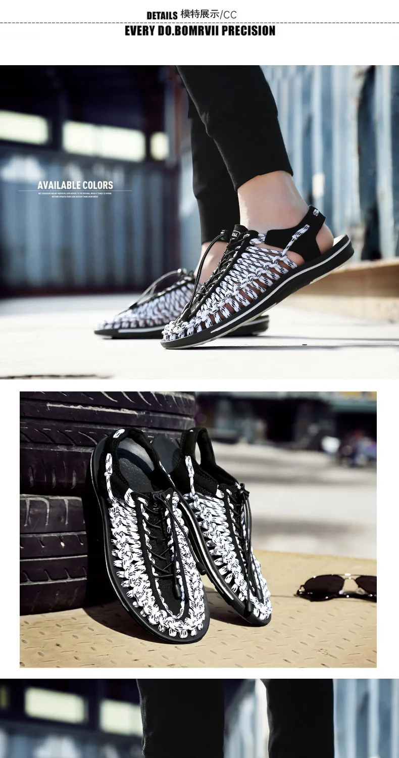 Water Shoes Beach Men's Woven New Style Leisure Sandals Tide Vietnam Rome Korean Style Mesh Slippers Breathable Summer Sandals