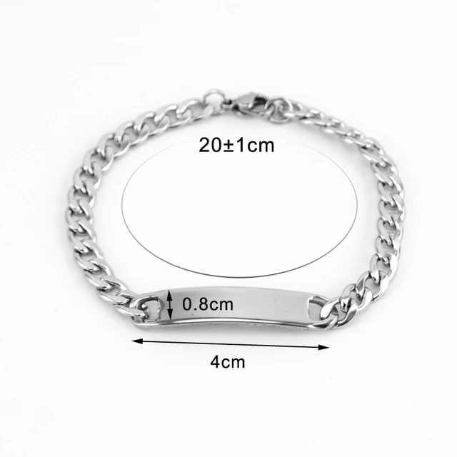 Мужской браслет из нержавеющей стали, пустая металлическая пластина, идентификационные бирки, браслеты, индивидуальный именной браслет и браслет, 10 шт - Окраска металла: silver2